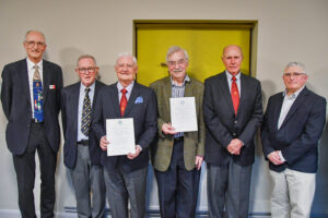 Richard and Wladek with their 40 year scrolls - and Circle dignatories
